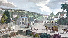 An etching of the historic Archway, from the Turnpike Gatehouse at Holloway