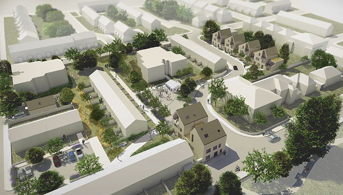 Image by Lyndon Goode showing the proposed site-wide masterplan at Lee Green estate